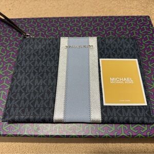 Michael Kors Blue and Silver Clutch